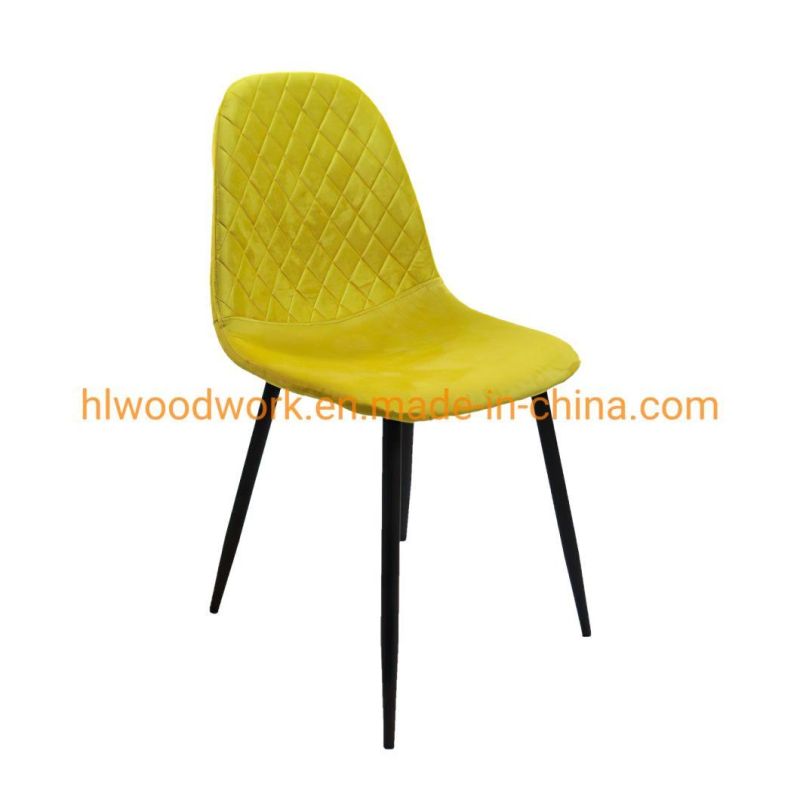 Indoor Outdoor Luxury Nordic Style Home Furniture Restaurant Leather Velvet Modern Dining Chair New Velvet Metal Leg Dining Chairs