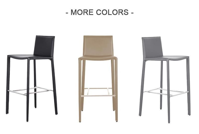 Nordic Hardware Cafe Metal Leather Hotel Furniture Bar Chair for Kitchen
