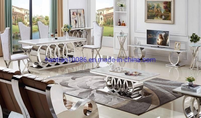 Cross Circle Leg Gold Stainless Steel High Flat Back Wedding Dining Chair