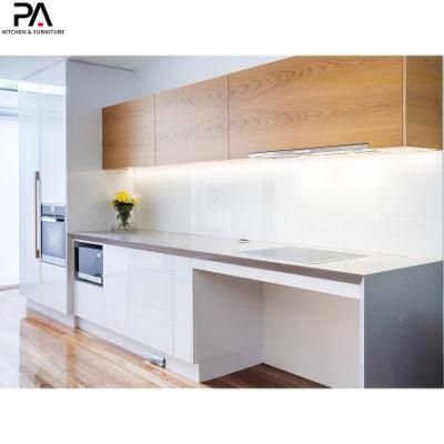 Two Side Linear Design Modular Lacquer and Melamine Modern Kitchen Cabinets