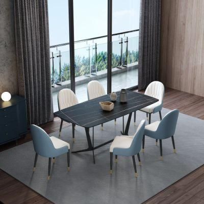 Restaurant Chair Dining Table Metal Frame Modern Stainless Steel Base Dining Furniture Set