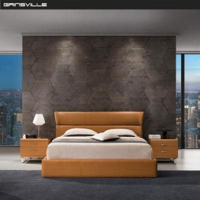 Double Simple Designs King and Queen Size Leather Modern Soft Wall Bed in Bedroom Furniture