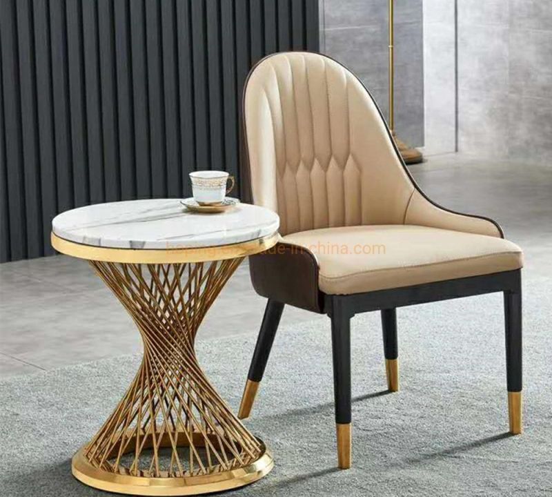 Modern Restaurant Furniture Hot Sale Iron Frame Leather Dining Chair Barcelona Event Furniture Modern Used Hotel Furniture Steel Dining Table and Chair Sets
