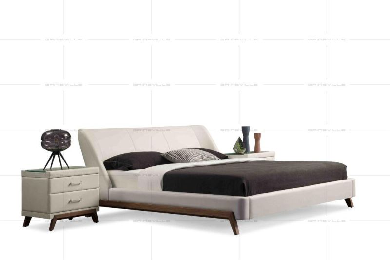 Hot Sale in America Leather King Size Double Wood Leg Wall Bed for Bedroom Furniture