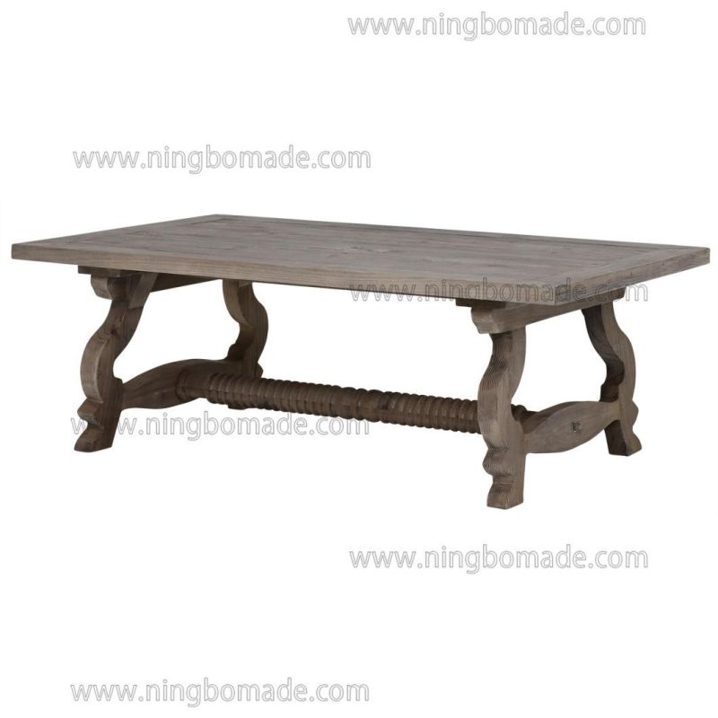 Scandinavian Countryside Style Designed Home Furniture Cold Smoky Grey Reclaimed Fir Wood Curved Coffee Table