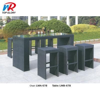 Wholesale Outdoor Bar Furniture High Stool PE Rattan Bar Chairs Garden Sets