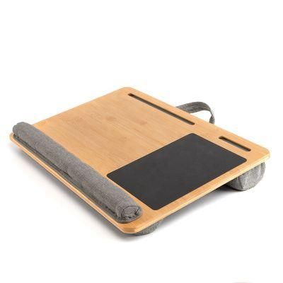 Portable Bamboo Coputer Desk Wooden Lap Tray Bed Sofa Desk with Soft Pillow Cushion Laptop Desk