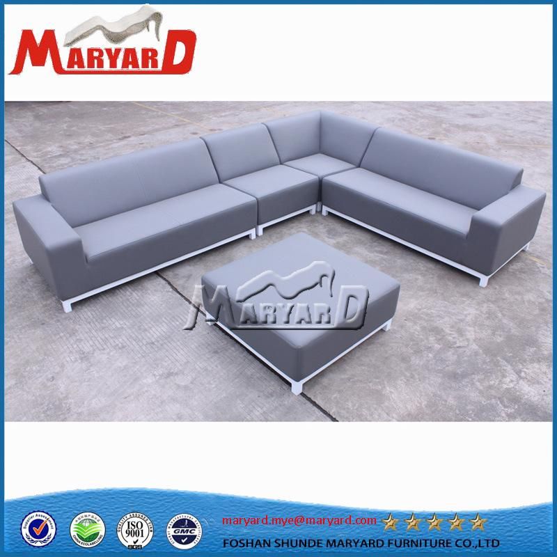 PU Leather Outdoor Weather Reistant L Shape Aluminum Sofa Set