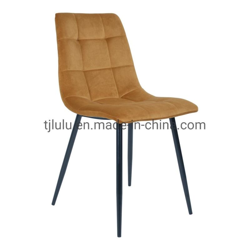 Modern Upholstered Leather Metal Chairs Fabric Leather Italian Designer Velvet Iron Frame Dining Chair