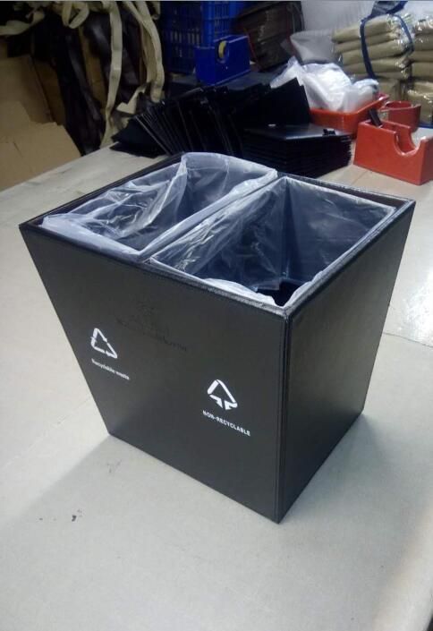 Leather Hotel Double Bin with Metal Inner Liner Waste Bin