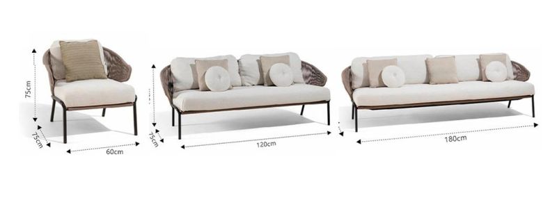 Top Selling Patio Furniture for Elegant PE Wide Wicker Sofa Lounge Set