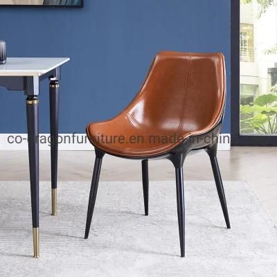High Quality Home Furniture Glass Steel Dining Chair with Leather