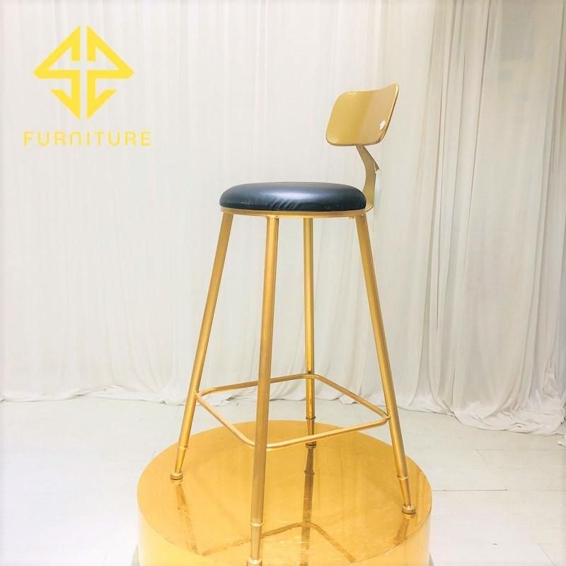 Loyal Golden Stainless Steel High Bar Stool Fwith PU Leather