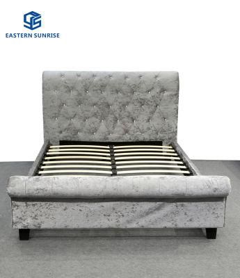 Sleigh Shape Luxury Design Leather Bed for Double Queen King Size