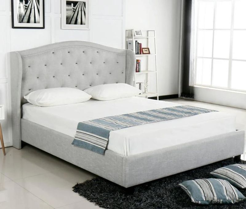 High Quality King Size Tufted Fabric Upholstered Bed The Latest Elegant Modern Design of Rivets Bed Frame