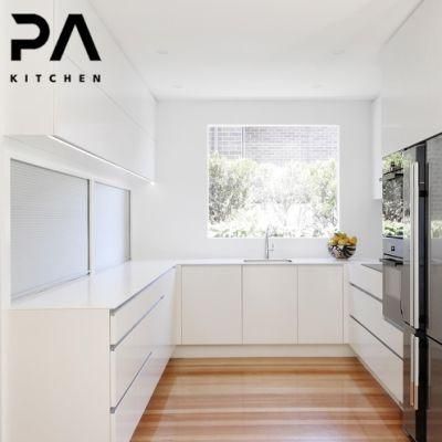 White U Shaped Prefab Kitchen Cabinet