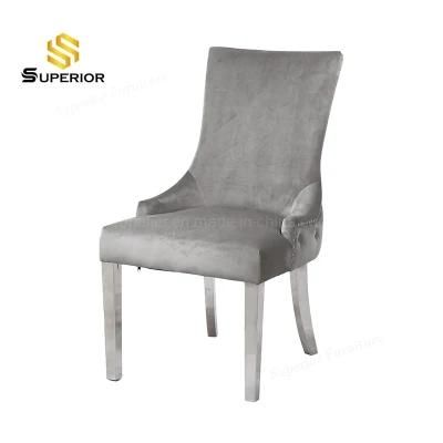 Metal Furniture Dining Room Set Stainless Steel Velvet Chairs