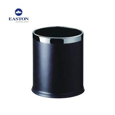 10L Capacity Black Leather Single Layer Hotel Room Waste Bins