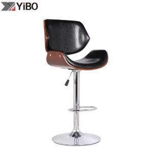 PU and Wood Pub High End Chair Bar Stool with Back