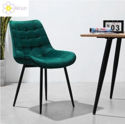 Factory Direct Beautiful Comfortable Upholstered Modern Low Back Steel Dining Chair