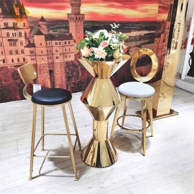 Wholesale Modern Luxury Velvet PU Leather Bar Chair Stool Gold Metal Stainless Steel Barstool High Bar Chair