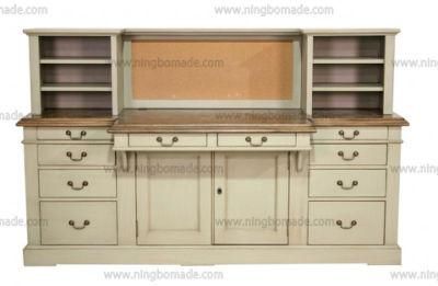 Antique Nordic Classic Furniture Brown and Cream White Solid Wood Two Doors Ten Drawers Dresser Toilet Table