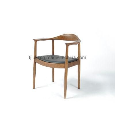 Factory Price High Quality Nordic Wooden Ox Horn Dining Chair Leather Coffee Restaurant Chair