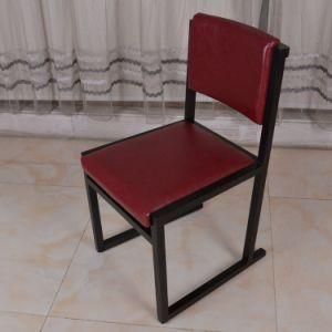 Red Leather Ash Dining Chair Without Armrest for Cafe Restaurant