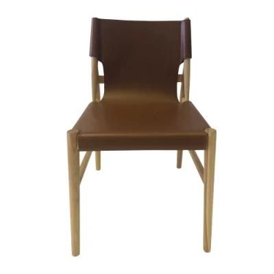 Modern Style Wooden Frame Leather Seat Dining Chairs for Restaurant Use