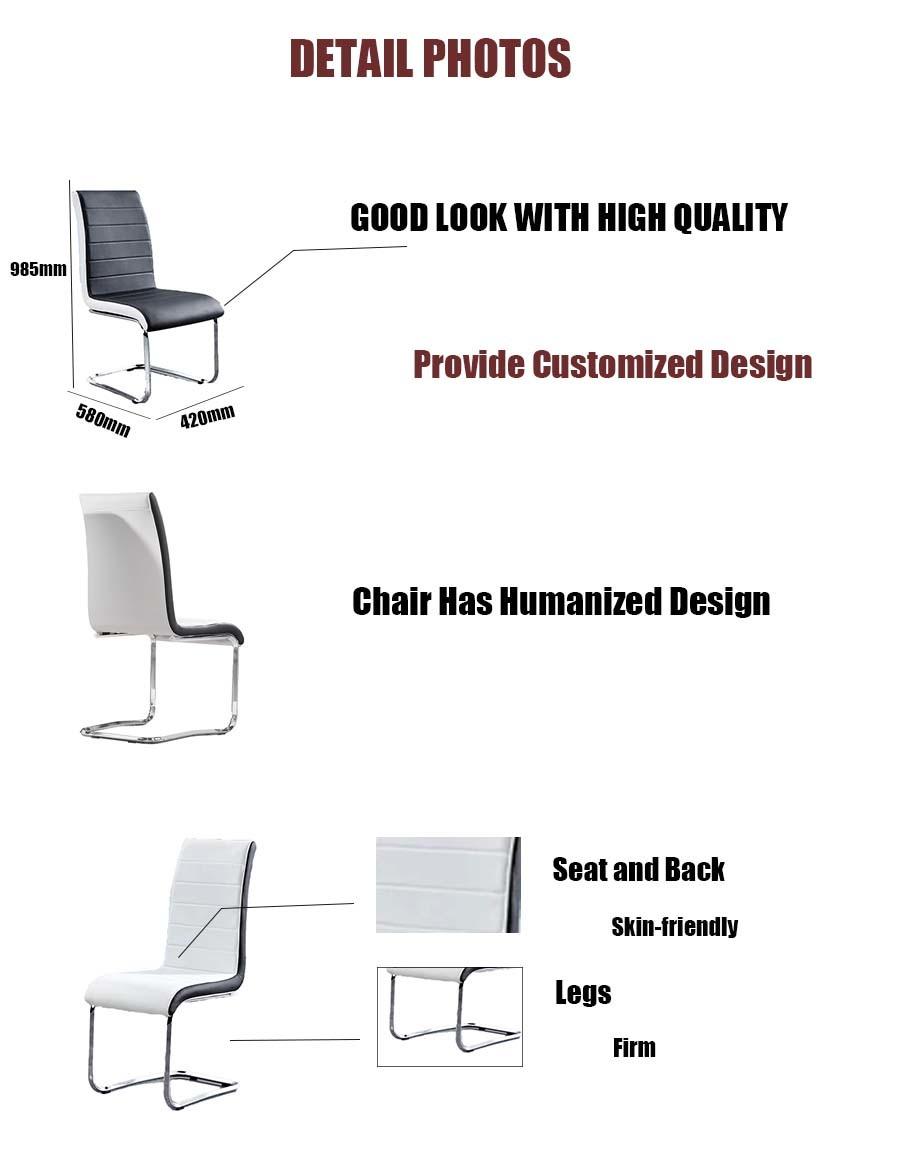 Modern Home Restaurant Office Furniture PU Leather Dining Chair with Electroplating Legs