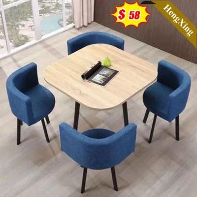 Popular Home Dining Restaurant Furniture Square Dining Table with Fabric Chairs