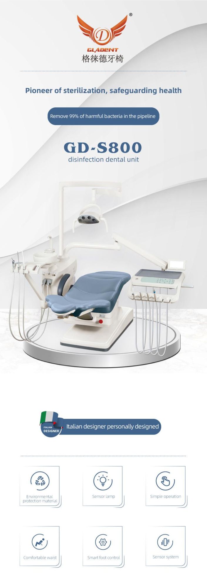 100 Unit Limited Promotion Dental Chair Wholesale Suitcase Dental Unit with Micro Fiber Leather Cushion
