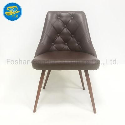 High Quality PU Leather Button Design Back Metal Leisure Dining Chair