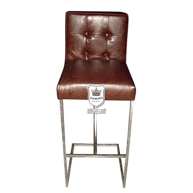 Modern Hotel Restaurant Furniture Hot Selling Stainless Steel Bar Chair in Leather
