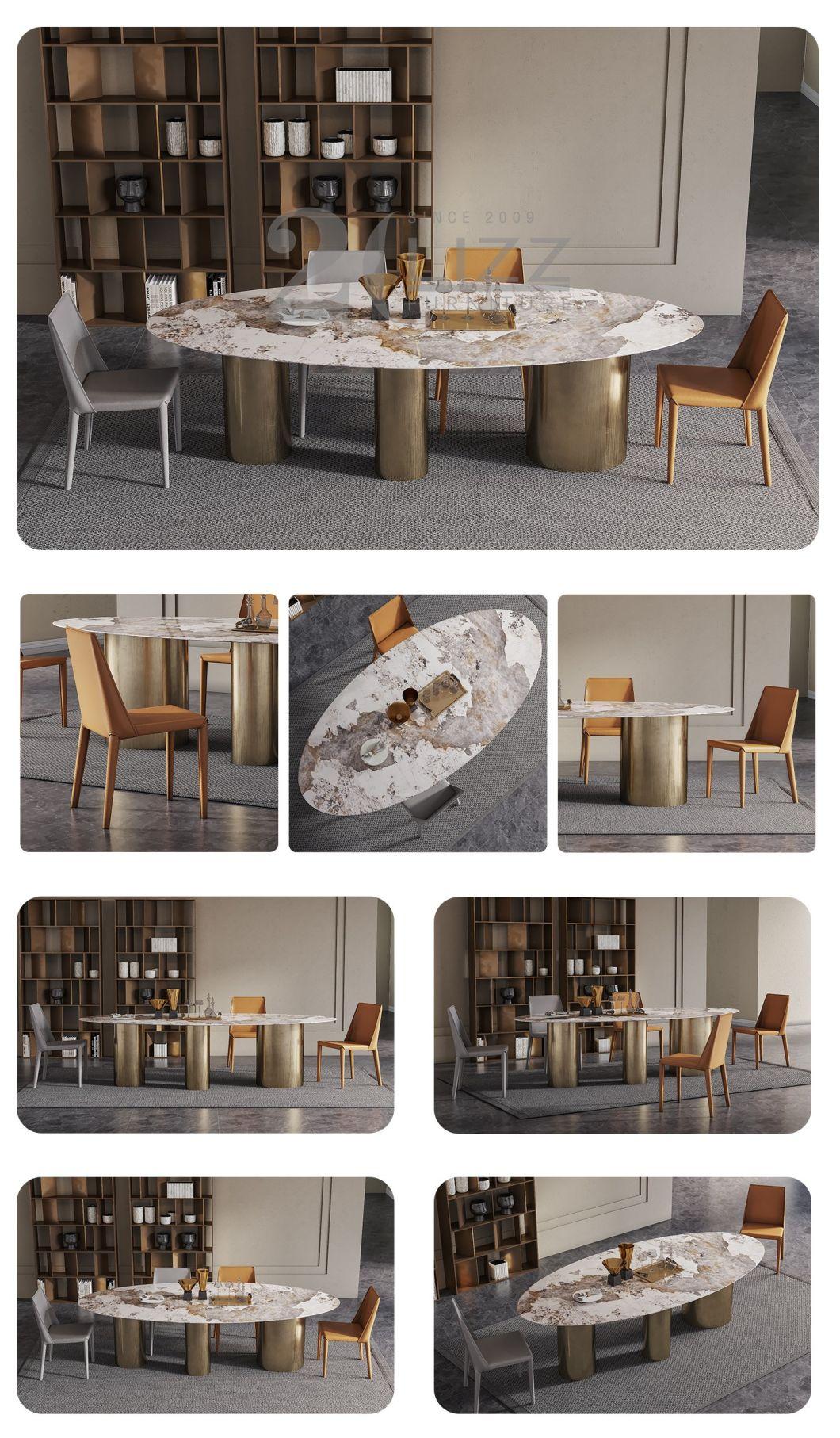 High Quality Modern Luxury Home Furniture Dining Room Marble Table Set with Leather Chair