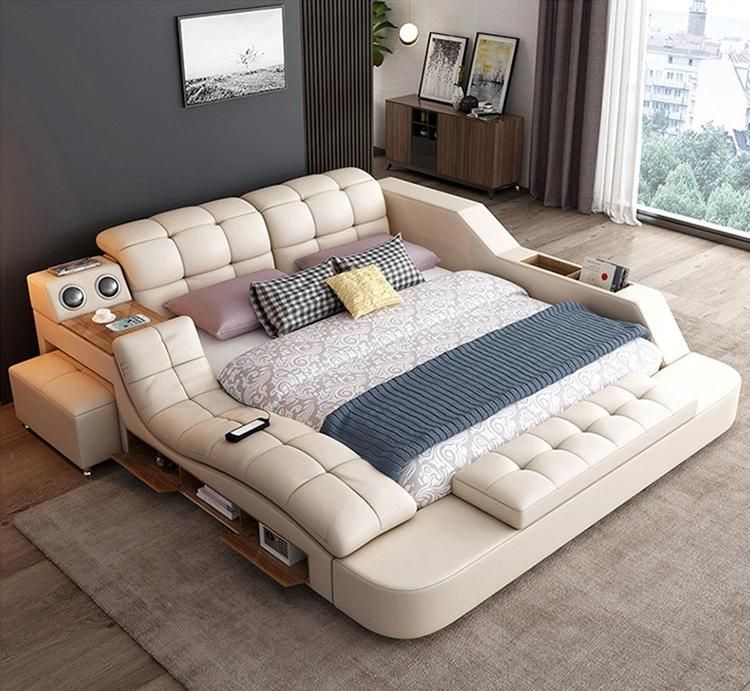 Modern Bedroom Furniture Set Leather Multifunction Massage Charger Smart Sofa Bed