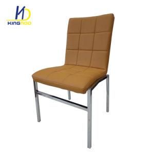 American Style Perfect Sewing PU Leather Chromed Dining Chairs