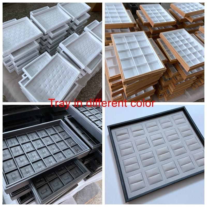 Wholesale Wooden Leather Jewelry Stackable Tray Exhibition Showcase Gift Packaging Display