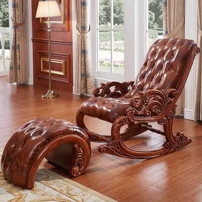 Leather Rocking Chair with Wood Ottoman From China Furniture Factory