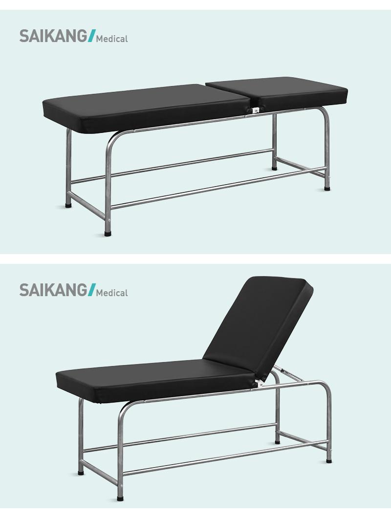 X10 Saikang Durable Hospital Patient Exam Bed Stainless Steel Adjustable Manual Medical Clinic Examination Table