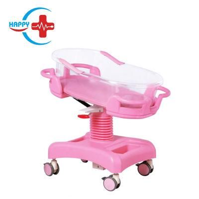 Hc-M024 Inclination Angle and Height Adjustable by Gas Spring ABS Deluxe Baby Cart Medical Trolley Price Hospital Baby Bed