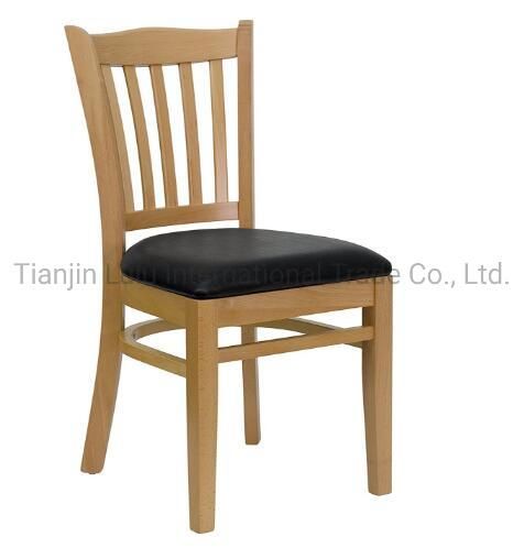 Commercial Classical Design High Backrest Wooden Ladder Back Kd Dining Chair Upholstered for Restaurant Hotel Event Furniture