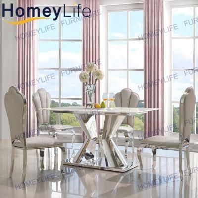Noble Style Furniture Silver Stainless Steel Frame Dining Chair with PU Leather