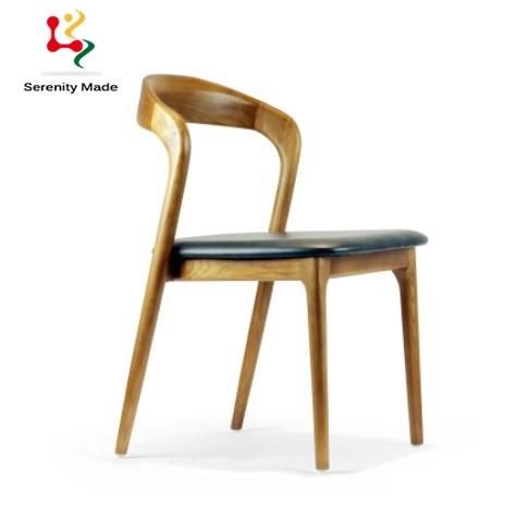 Hot Sale Simple Natural Wood Frame Commercial Restaurant Hotel Solid Wood Frame Leather Seat Indoor Dining Chair