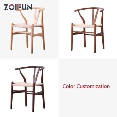 Hot Sale Modern Minimalist Solid Wood Ox Horn Chair Solid Wooden Dining Chair with PU/Leather Cushion