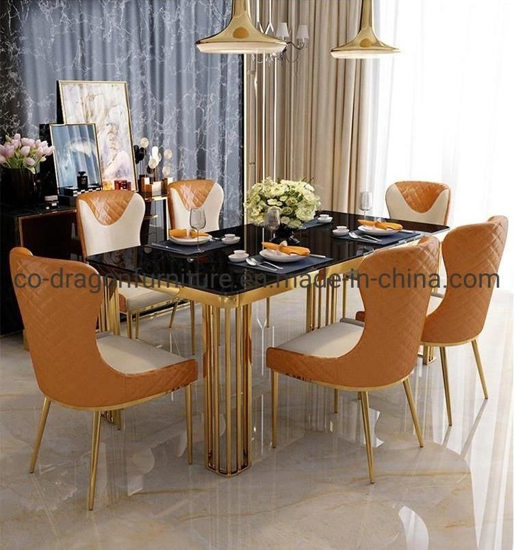 High Quality Light Luxury Steel Leather Dining Chair Home Furniture