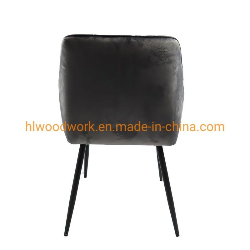 Hotel Furniture Modern PU Leather Upholstered Dining Room Furniture Chair Black Metal Legs Restaurant Luxury Dining Chair for Restaurant Dining Chair