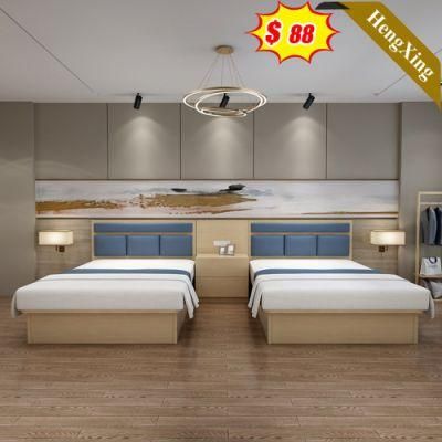 Blue Leather Headboard Bed Furniture Apartment Furniture Set Hotel Twin Bed