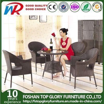 Wholesale Modern Home Outdoor Rattan Chair Furniture Rattan Dining Table Set (TG-598)