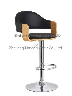 Leather Wood Industrial Restaurant Bar Home Chair with Leather Seat